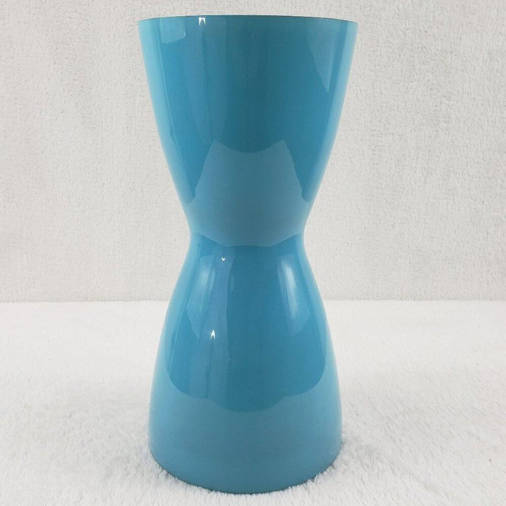 Modern Vase Cased glass Handmade in Poland MCM Aqua/teal Blue 10.5" Heavy